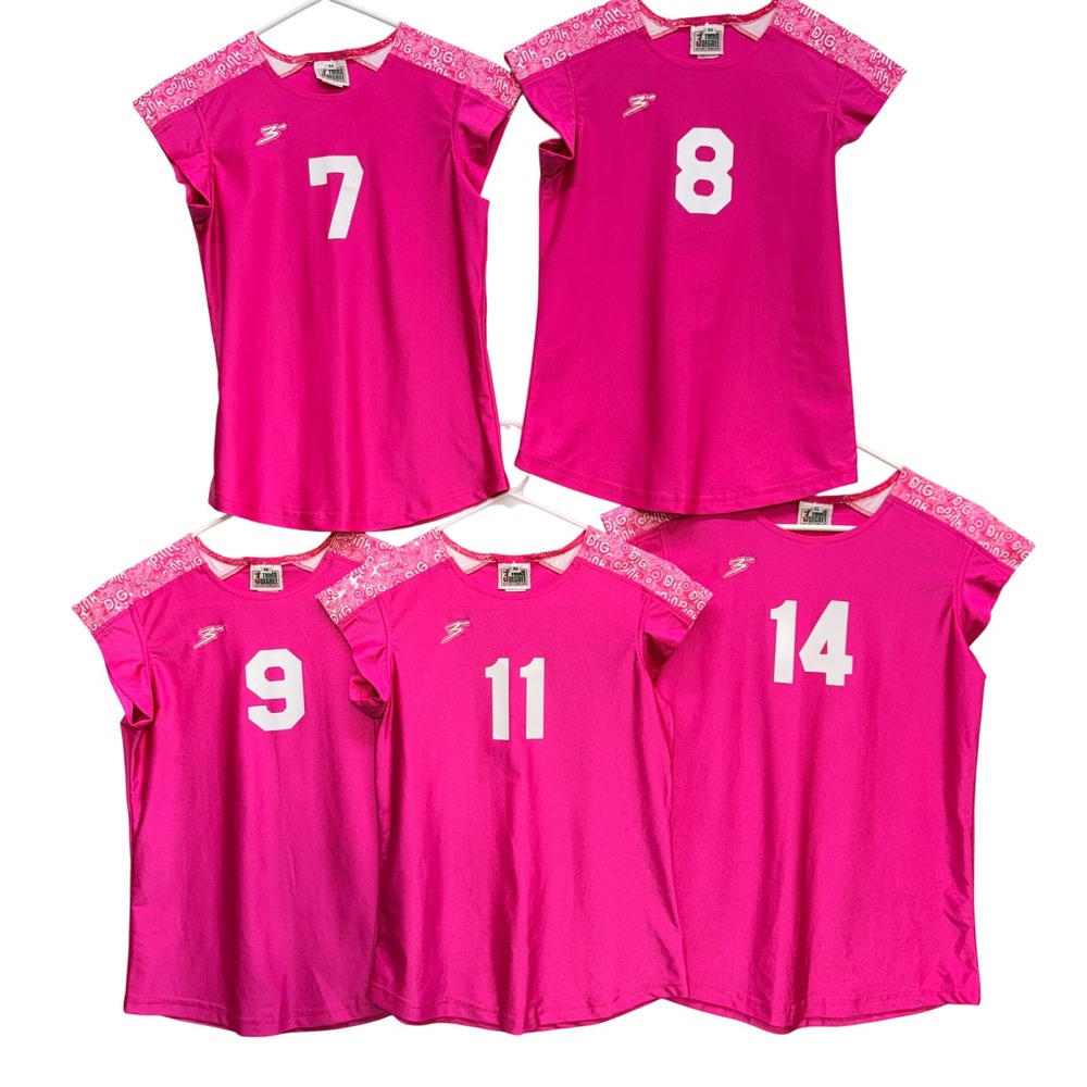 Third Degree Sportswear Dig Pink Volleyball Jersey Set Hot Pink 5 Pack M XL